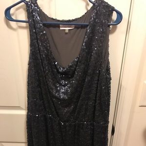 Sleeve less navy sequence dress